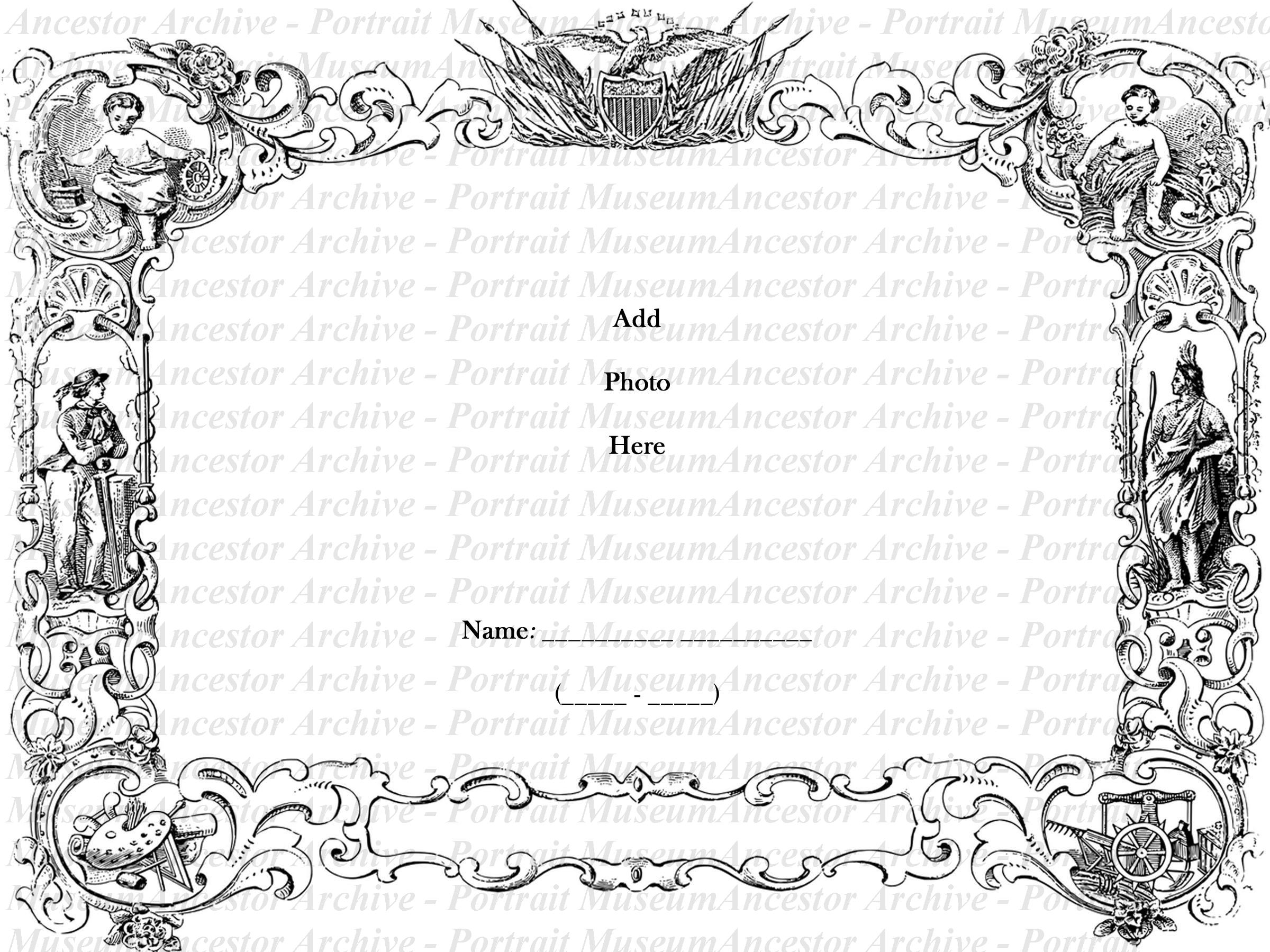 Ancestor Trading Card Template Option 1 (Front) with watermark